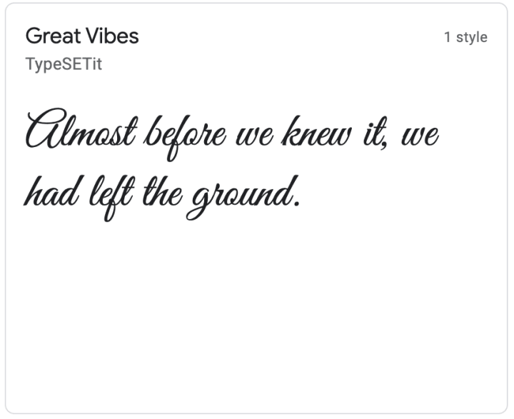 Great Vibes, a script font