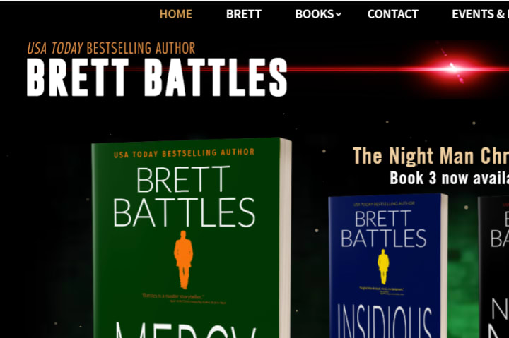 Screenshot: Brett Battles Logo on his Website