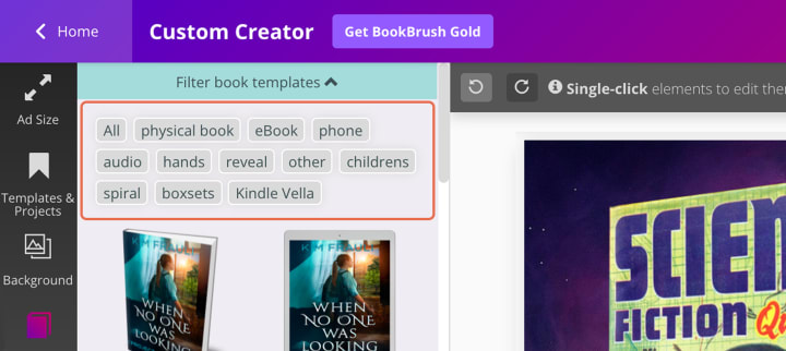 bookbrush makes it easy to filter so you can find the right format fast