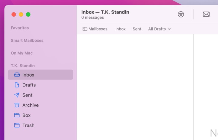 Your new inbox will appear on Apple Mail's left sidebar after the default inboxes