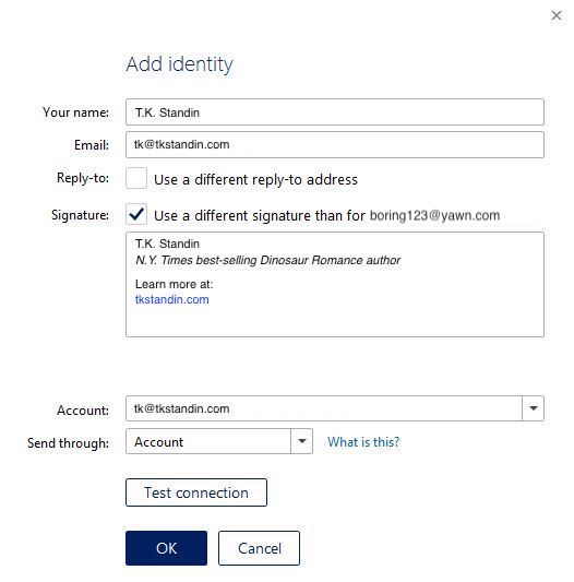 You can use the identity screen to personalize your new email account.