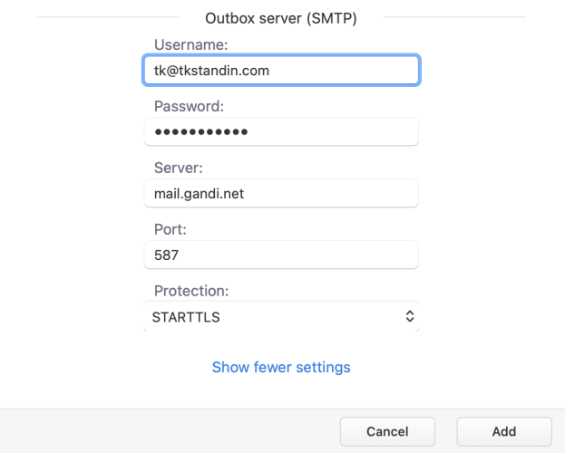 You will need to fill in four boxes and use a dropdown using your server's information.