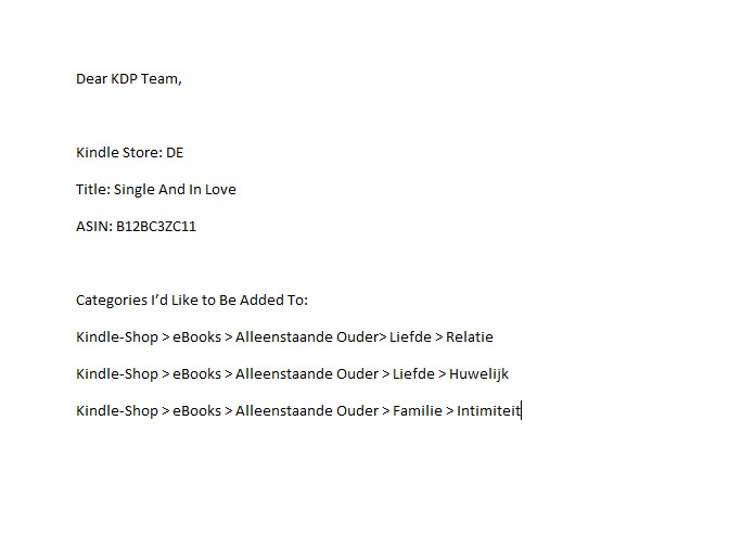Example of KDP Customer Support Email for Changing Book Categories Be polite and clear in your message to KDP support