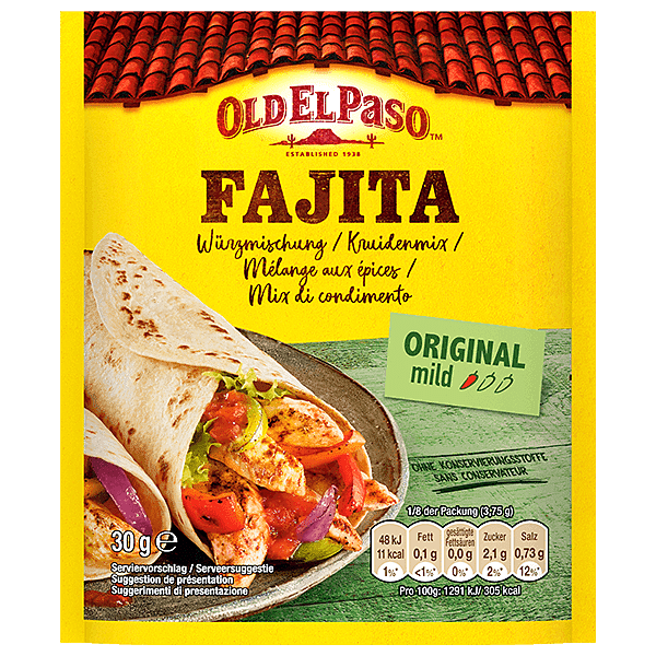 un paquet de mélange d'épices douces pour fajitas Old El Paso Original, 30 g