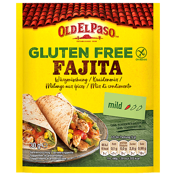 un paquet de mélange d'épices douces pour fajitas sans gluten Old El Paso, 30g