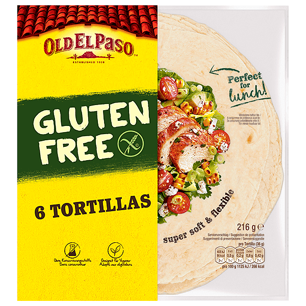 un paquet de 6 tortillas sans gluten Old El Paso, 216 g