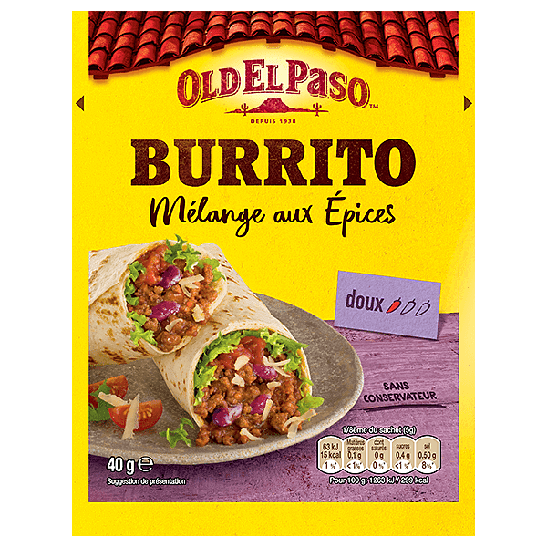 paquet de mélange d'épices pour burrito doux Old El Paso 40 g