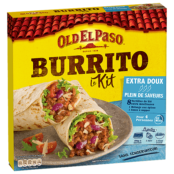 paquet de kit burrito extra doux Old El Paso 491g