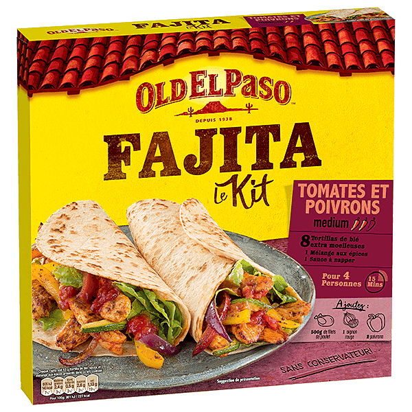 paquet de kit fajitas aux tomates et poivrons moyens de Old El Paso de 500 g