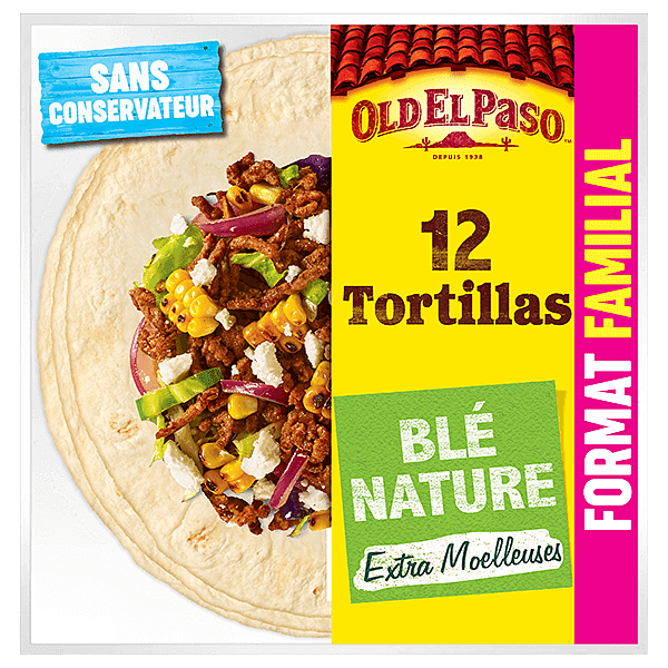 paquet de Tortillas De Blé Nature Format Familial Old El Paso 12pk 489g