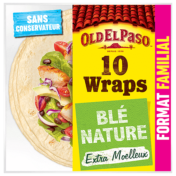 paquet de Wraps De Blé Nature Format Familial Old El Paso 10pk 580g