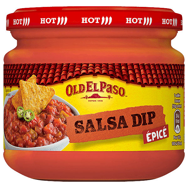 pot en verre de Old El Paso Salsa Dip Epicée 312g