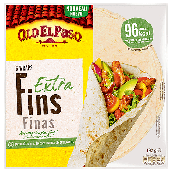 paquet de 6 wraps extra fin de Old El Paso 192g