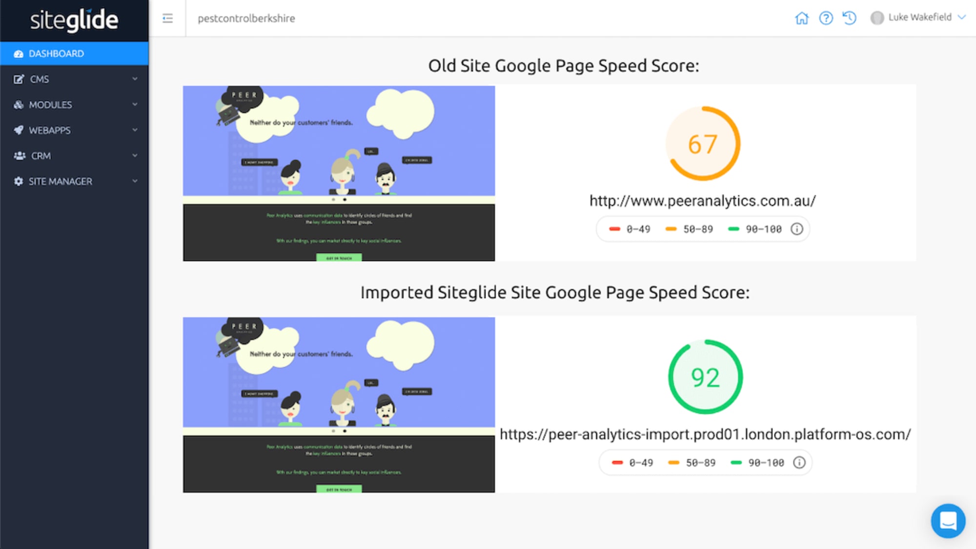 Siteglide's Site Import Tool