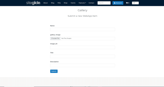 WebApp Front End Submission Form