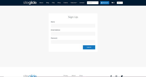 Sign Up Form For Secure Zone