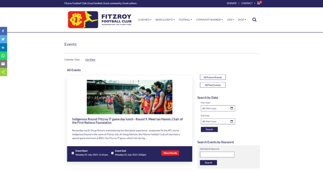 Fitzroy FC Events