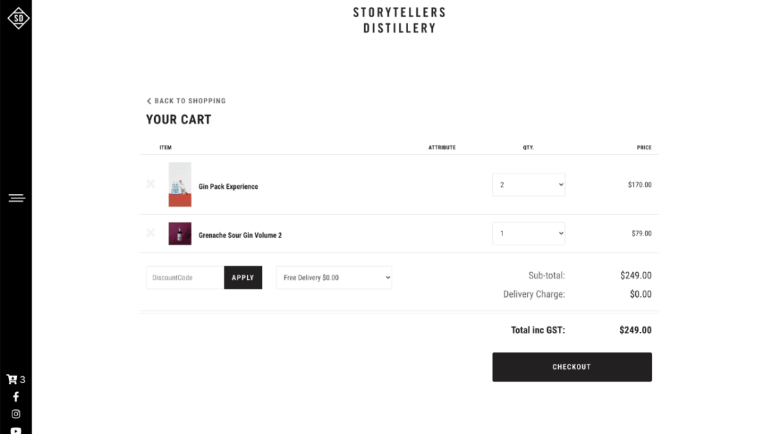 Storytellers Distillery showcase checkout