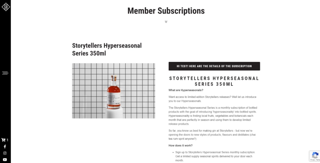 Storytellers Distillery showcase Subscription Products