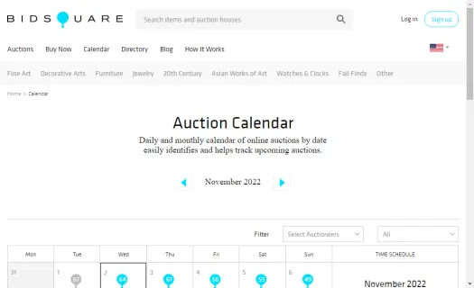 Auction calendar