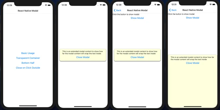 React native deals modal