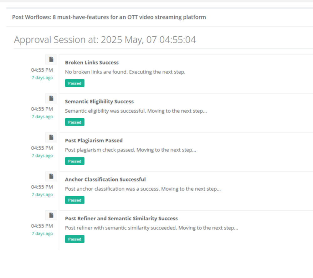 Auditing the 6-steps automated approval workflow