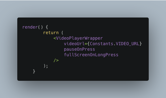 Calling React Native Video Player Wrapper