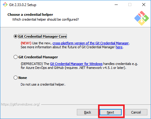 Choose a credential helper