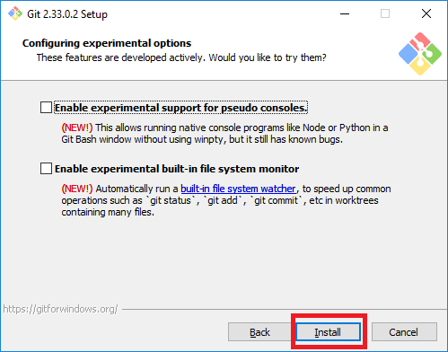 Configuring experimental options