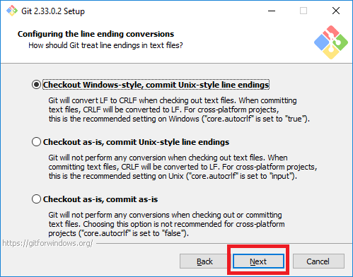 Configuring the line ending conversions