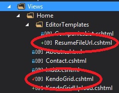 Important Views to set up a Kendo UI control