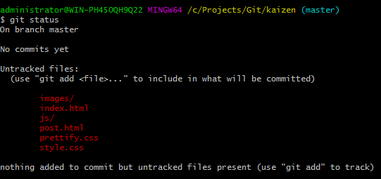 Git status untracked files