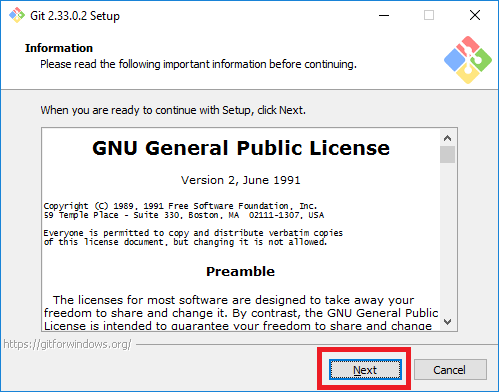 Click next on the GNU public license