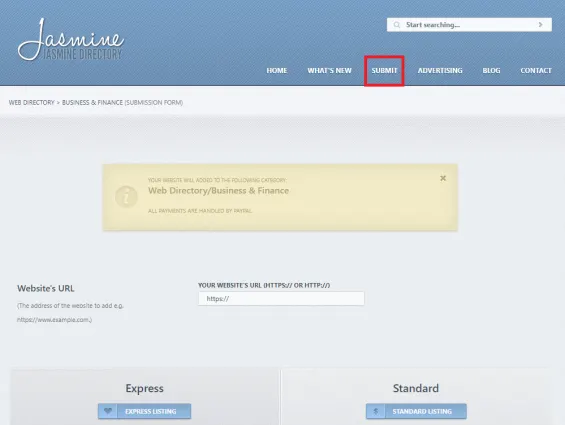 Jasmine Directory - How to submit your site