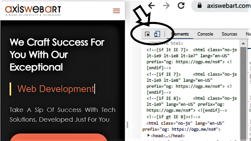 axis web art inspect element to understand how to make mobile friendly website