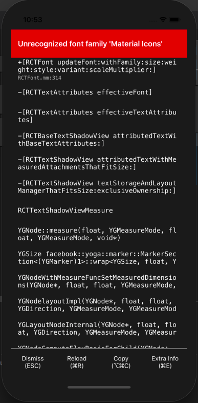 Unrecognized Font Family Material Icons