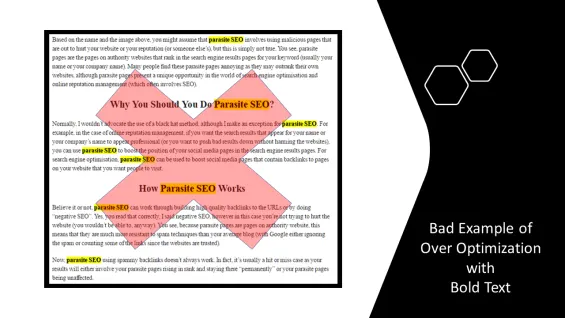 Over-Optimized Web Page by Bold Text