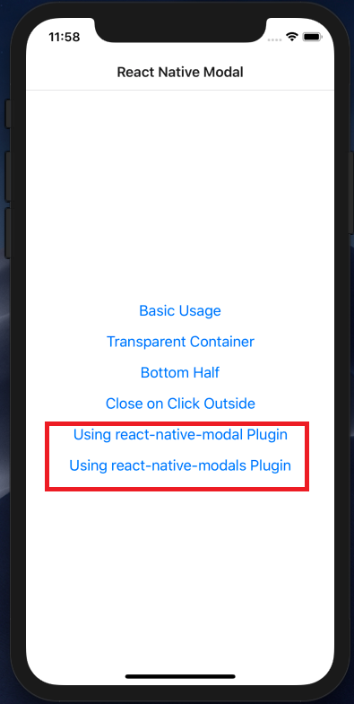 React Native Modal Plugins Demo