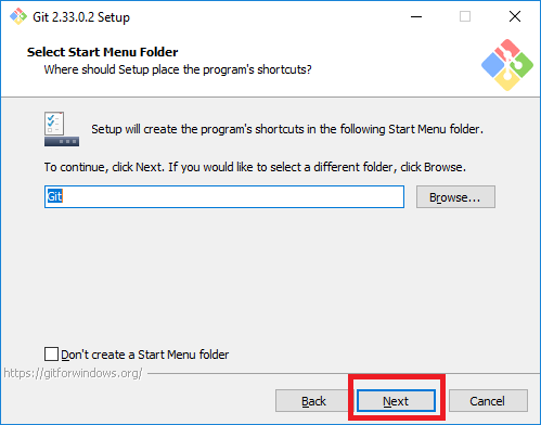 Select Start Menu Folder