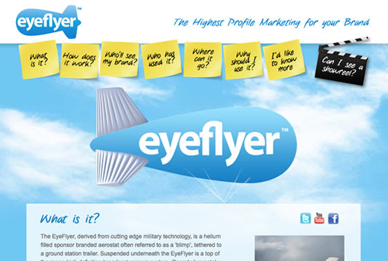 Screenshot of the Eyeflyer website
