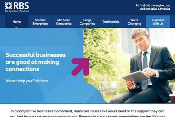 Screenshot of the RBS Business Connections website