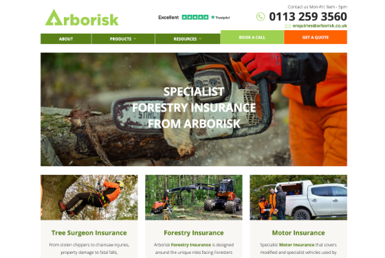 Screenshot of the Arborisk website