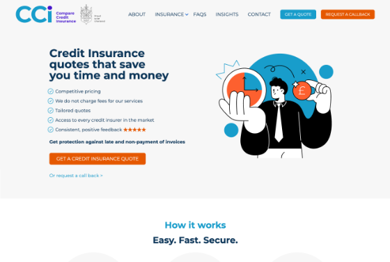 Screenshot of the Compare Credit Insurance website