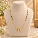 Traditional Gold Plated Mangalsutra with Black Beads — view 1