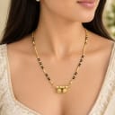 Elegant Traditional Gold Plated Mangalsutra with Black Beads — view 2