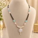 Elegant Gold Plated AD Stone Mangalsutra with Pastel Beads — view 1