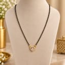 Elegant Gold Plated Heart Pendant Mangalsutra with Pink Stone — view 1