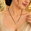Elegant Gold Plated Heart Pendant Mangalsutra with Pink Stone — view 2