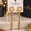 Namora Gold-Plated Floral Pearl Tassel Drop Earrings — view 1