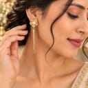 Namora Gold-Plated Floral Pearl Tassel Drop Earrings — view 2